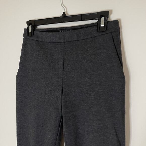 THEORY dark gray virgin wool knit pull on ankle pants size 4 - Picture 3 of 6